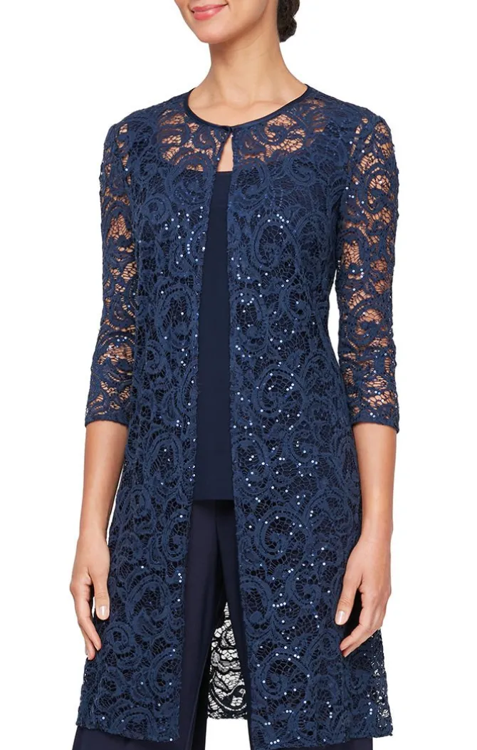 3/4 Sleeve Twinset With Scoop Neck Tank & Illusion Duster Jacket