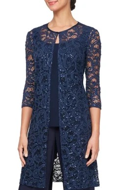 3/4 Sleeve Twinset With Scoop Neck Tank & Illusion Duster Jacket