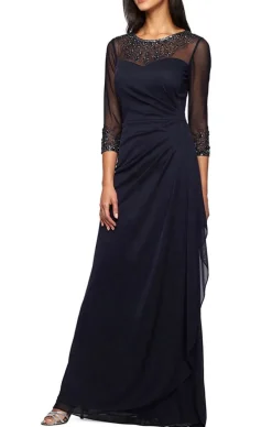 A-Line Mesh Gown With Beaded Illusion Sweetheart Neckline