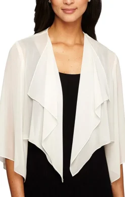 Chiffon Cover-Up Bolero Jacket With Cascade Hem Detail