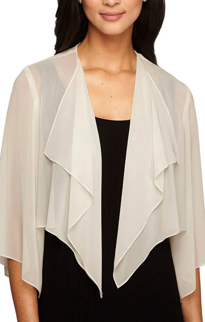 Chiffon Cover-Up Bolero Jacket With Cascade Hem Detail