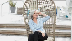 Collared Stretch Shimmer Blouse With Decorative Side Closure