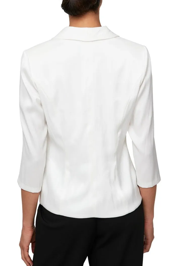 Collared Stretch Shimmer Blouse With Decorative Side Closure