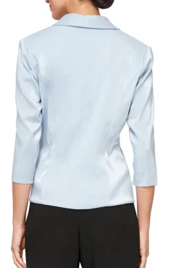 Collared Stretch Shimmer Blouse With Decorative Side Closure