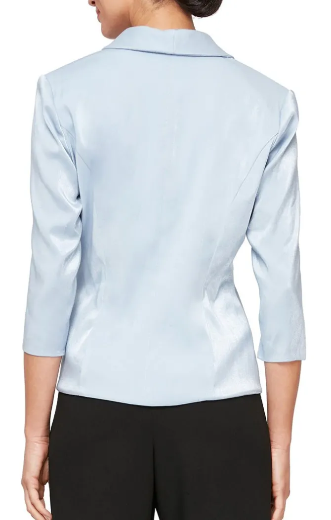 Collared Stretch Shimmer Blouse With Decorative Side Closure