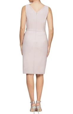 Compression Party Dress With Surplice Neckline, Cascade Ruffle Skirt & Beaded Detail At Hip