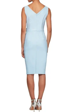 Compression Party Dress With Surplice Neckline, Cascade Ruffle Skirt & Beaded Detail At Hip