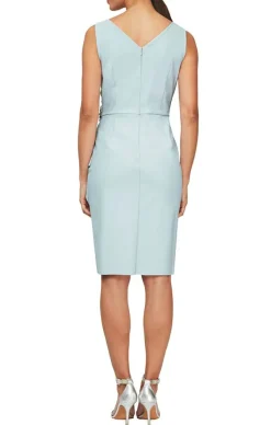 Compression Party Dress With Surplice Neckline & Embellishment At Hip