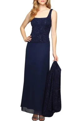 Glitter Jacquard Knit Jacket Dress With Mandarin Neckline