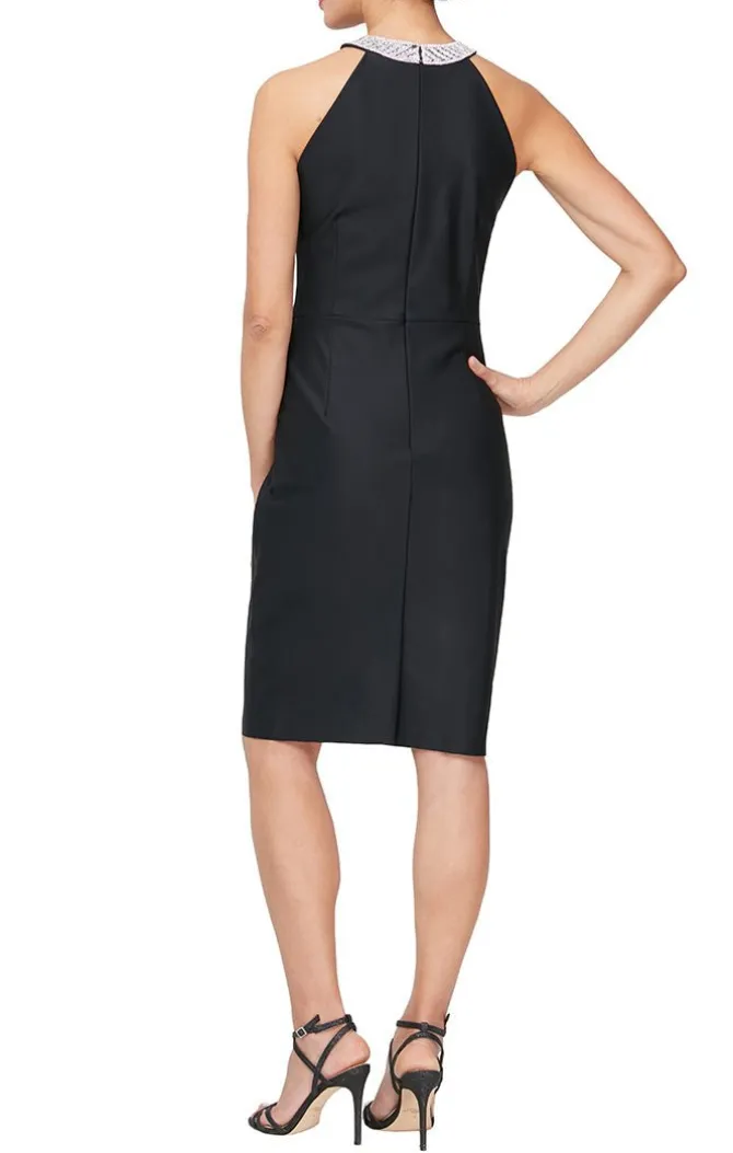 Halter Neck Compression Dress With Embellished Neckline