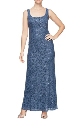 Long A-Line Jacket Dress With Illusion Cascade Jacket And Sequin Detail