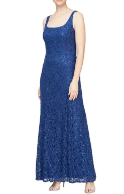 Long A-Line Jacket Dress With Illusion Cascade Jacket And Sequin Detail