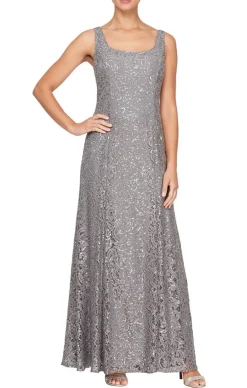 Long A-Line Jacket Dress With Illusion Cascade Jacket And Sequin Detail