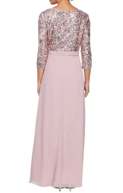 Long A-Line V-Neck Dress With Empire Waistline And Cascade Detail Skirt