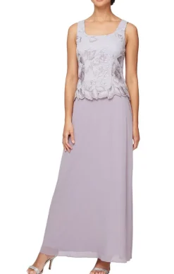 Long Embroidered Jacket Dress With Scallop Edge Detail & A-Line Skirt