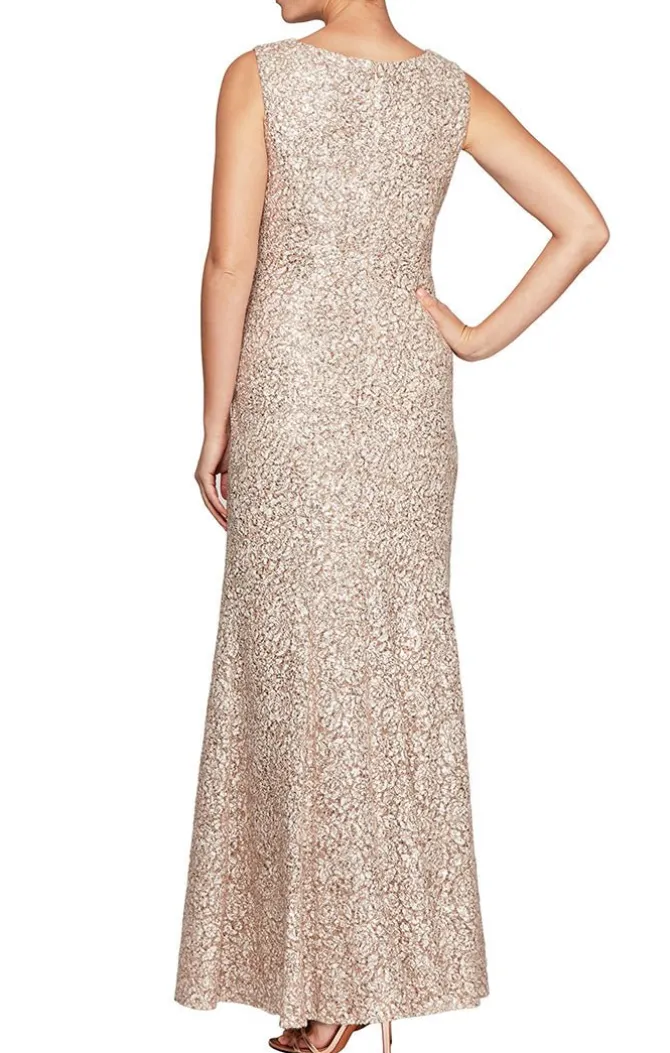 Long Sleeveless Fit & Flare Dress With Sequin Detail And Matching Shawl