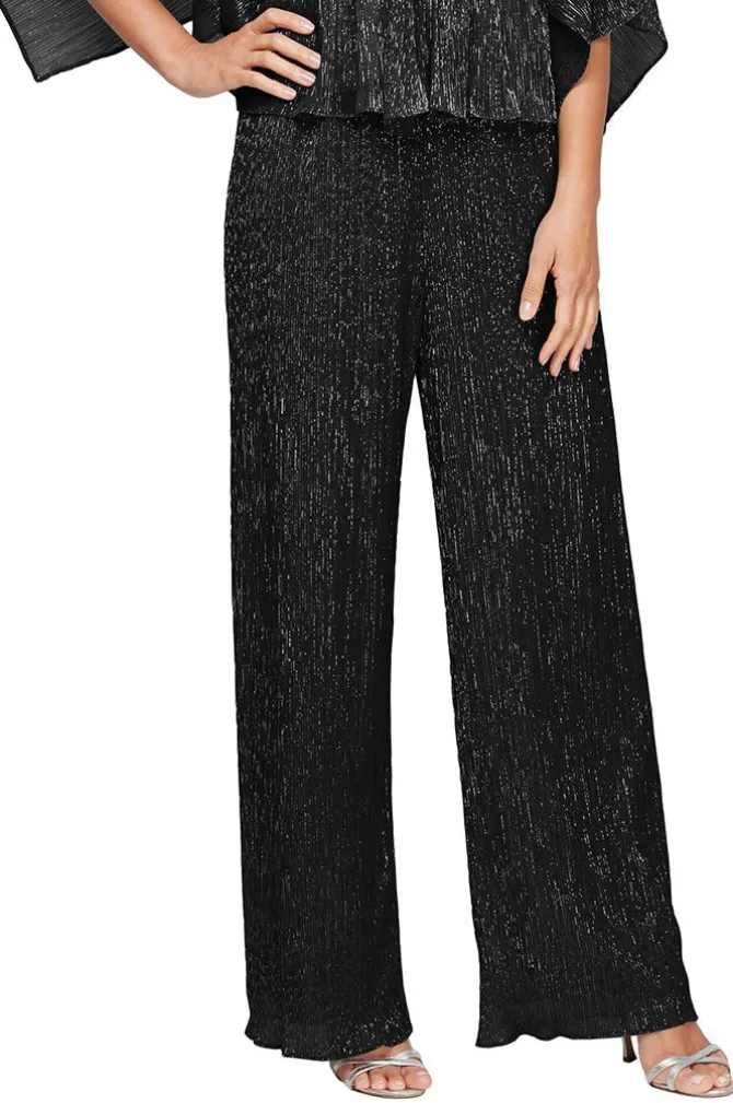 Metallic Knit Straight Leg Pant