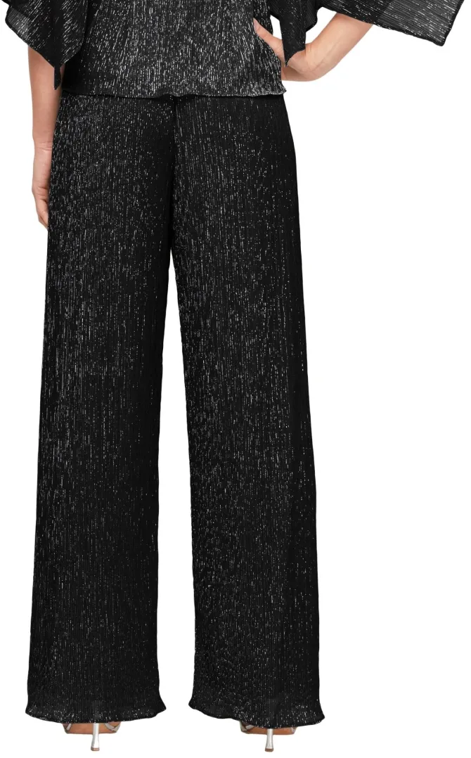 Metallic Knit Straight Leg Pant