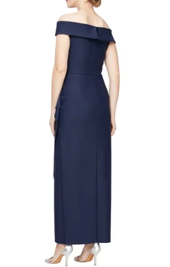 Off-The-Shoulder Compression Dress With Cascade Ruffle Skirt & Embellishment