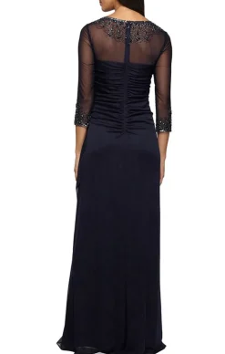 Petite A-Line Mesh Gown With Beaded Illusion Sweetheart Neckline