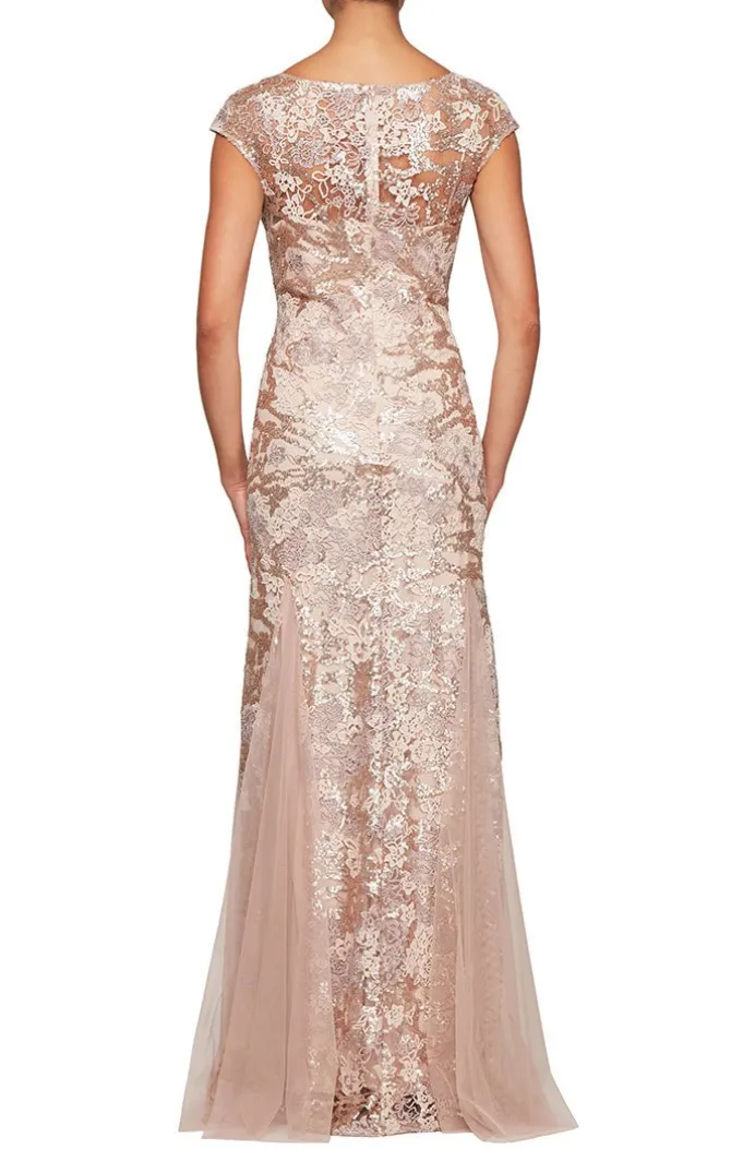 Petite Cap Sleeve Embroidered Fit And Flare Dress With Godet Detail Skirt & Shawl