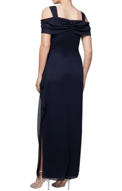 Petite Cold Shoulder Mesh Dress With Cowl Neckline