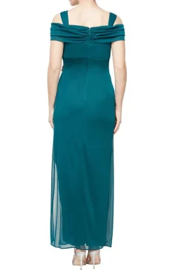 Petite Cold Shoulder Mesh Dress With Cowl Neckline