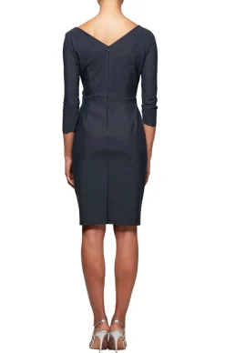 Petite Compression Collection Surplice Sheath Dress With Beaded Hip Detail