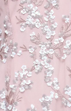 Petite 3-D Embroidered Fit & Flare Party Dress With Godet Detail Hem