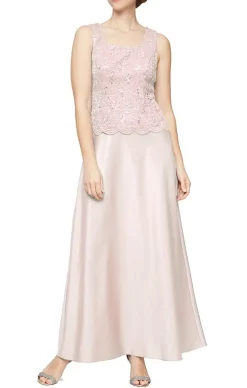 Petite Glitter Lace & Satin Skirt Jacket Dress With Open Jacket