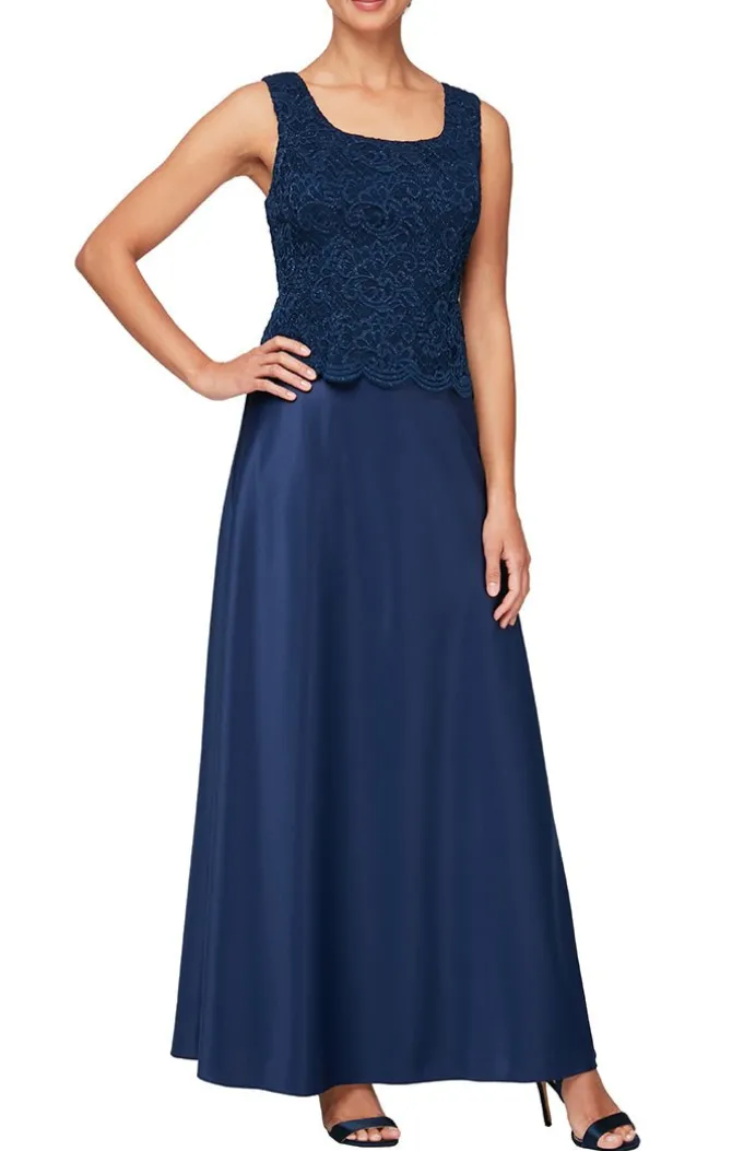 Petite Glitter Lace & Satin Skirt Jacket Dress With Open Jacket