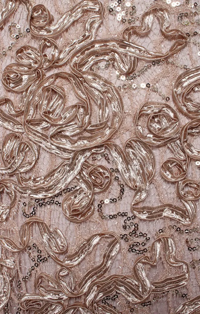 Petite Long Soutache Sweetheart Neckline Dress With Cap Sleeves And Shawl