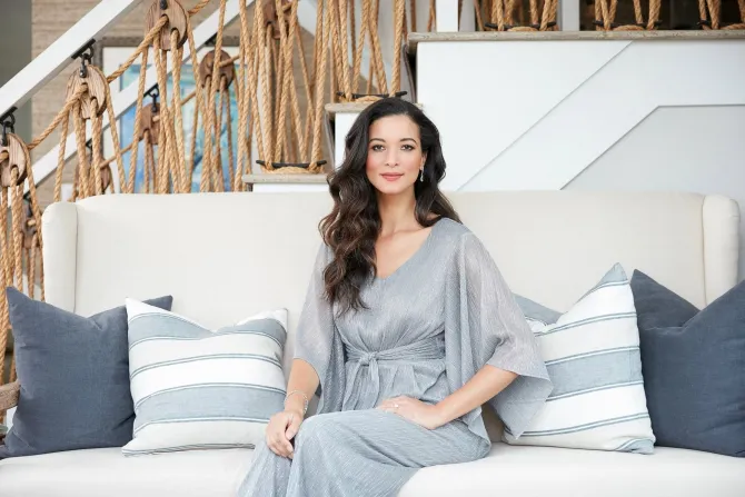 Petite Metallic Knit Blouse With Tie Waist Detail