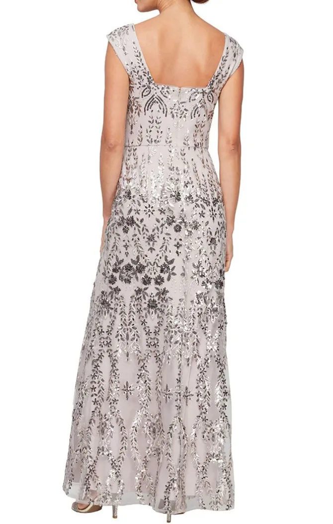 Petite Sleeveless Embroidered Fit & Flare Dress With Square Neckline