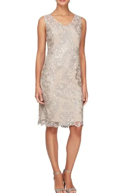 Petite V-Neck Sheath Dress With Elongated Chiffon Jacket