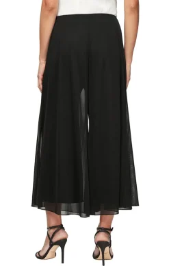 Petite Wide Leg Cropped Length Mesh Pant