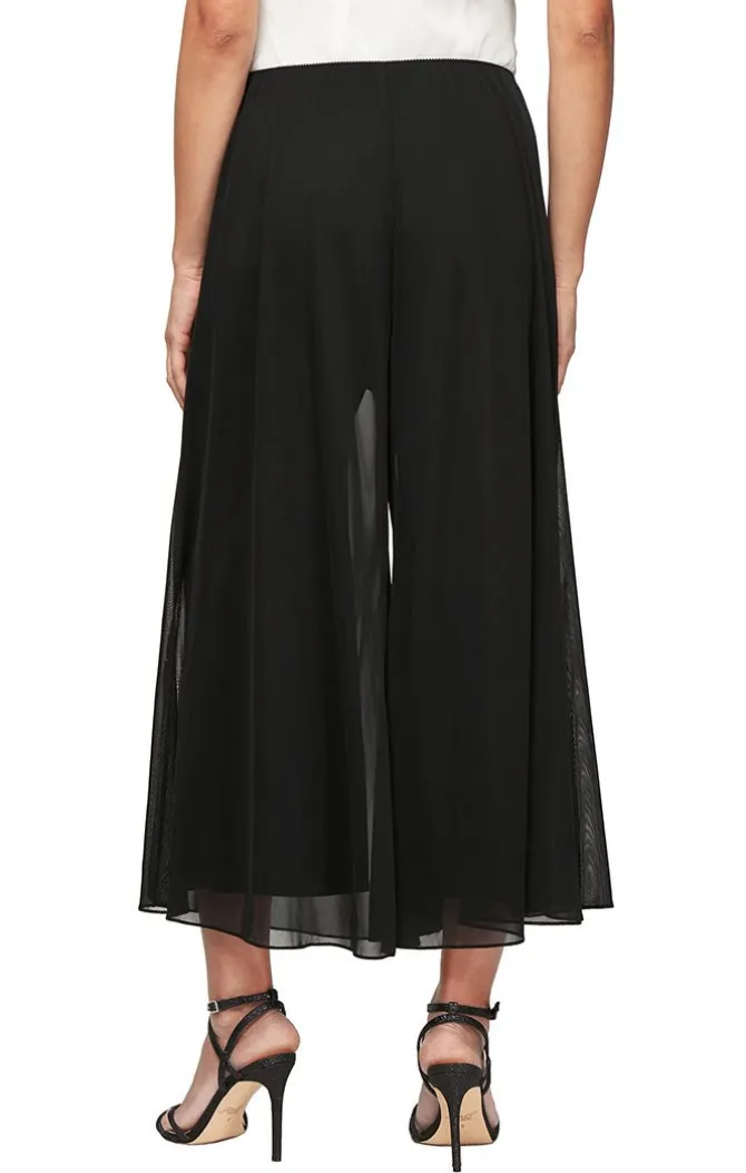 Petite Wide Leg Cropped Length Mesh Pant