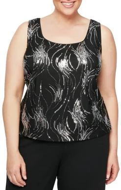 Plus Fireworks Sequin Twinset With Mandarin Neck Collar