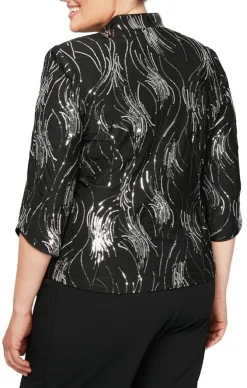 Plus Fireworks Sequin Twinset With Mandarin Neck Collar