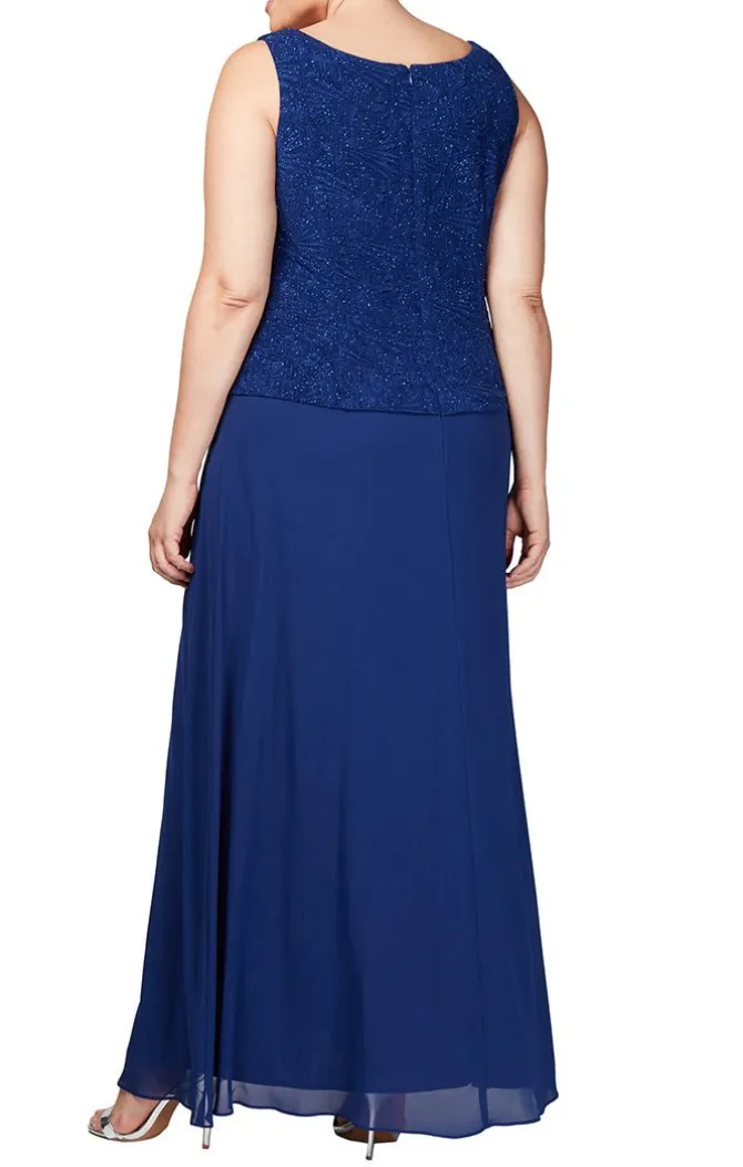 Plus Glitter Jacquard Knit Jacket Dress With Mandarin Neckline