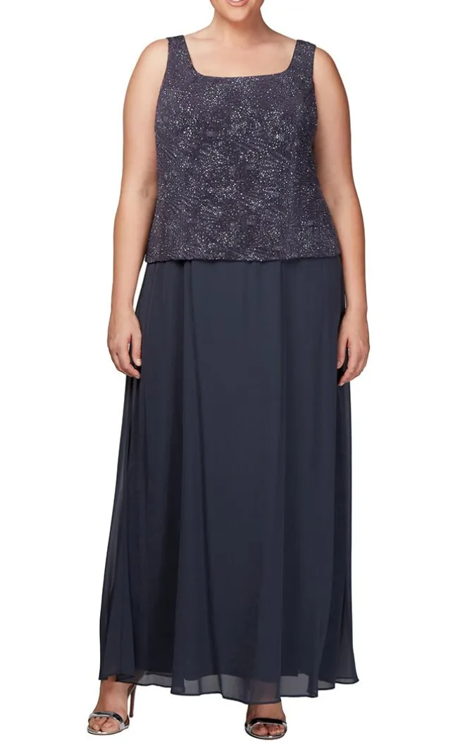 Plus Glitter Jacquard Knit Jacket Dress With Mandarin Neckline