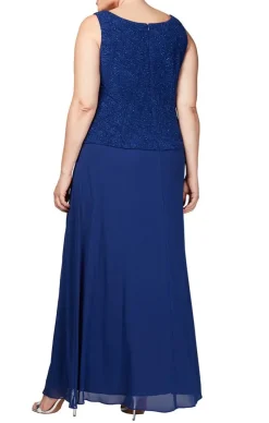 Plus Glitter Jacquard Knit Jacket Dress With Mandarin Neckline