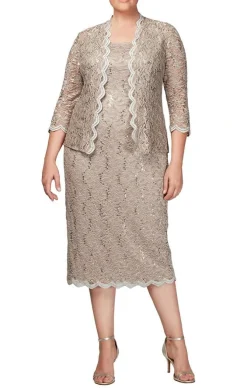 Plus Sheath Lace Jacket Dress