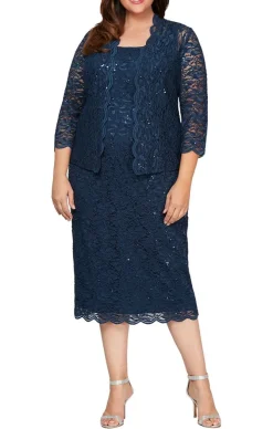Plus Sheath Lace Jacket Dress Dress