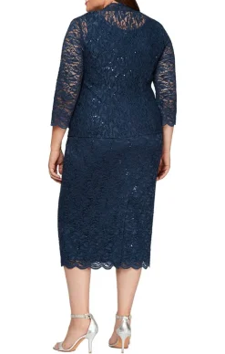 Plus Sheath Lace Jacket Dress Dress