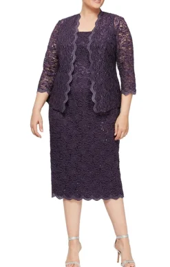 Plus Sheath Lace Jacket Dress Dress
