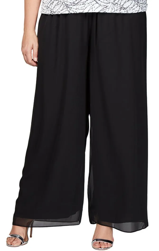 Plus Straight Leg Chiffon Pant