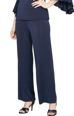 Plus Straight Leg Metallic Knit Pant
