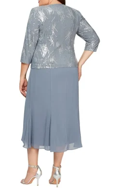 Plus Tea-Length Firework Sequin Jacket Dress