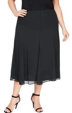 Plus Tea-Length Panel Chiffon Skirt